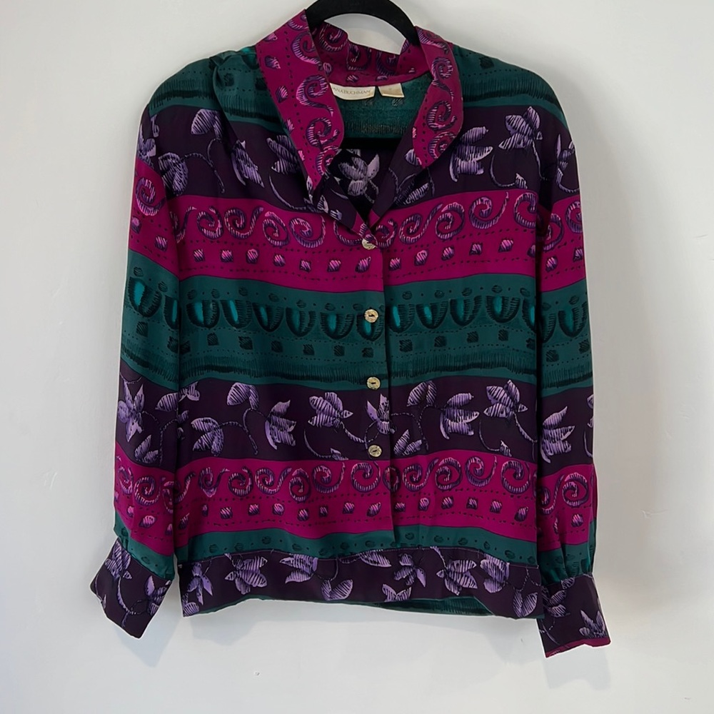 Silk button down top